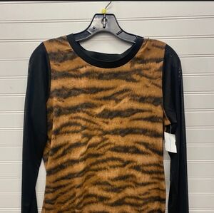 Women's DKNY Tiger Print with Black Shear Long Sleeves Shirt Size M